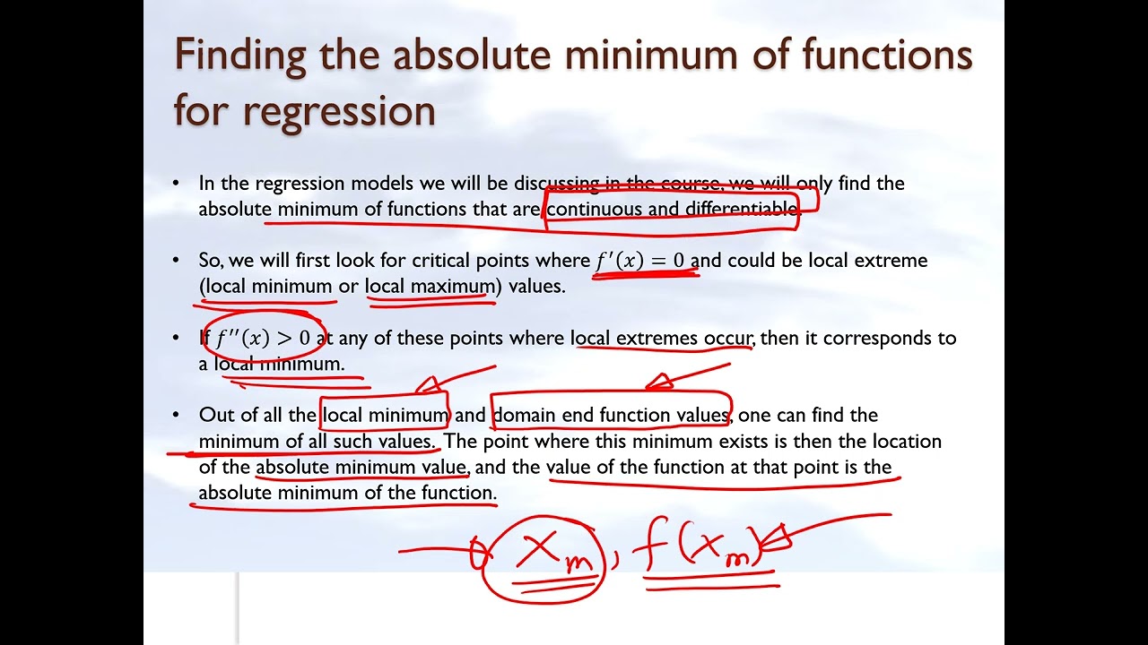 Chapter06.01 Prior Knowledge for Regression: Absolute Minimum of a Function of One Variable.