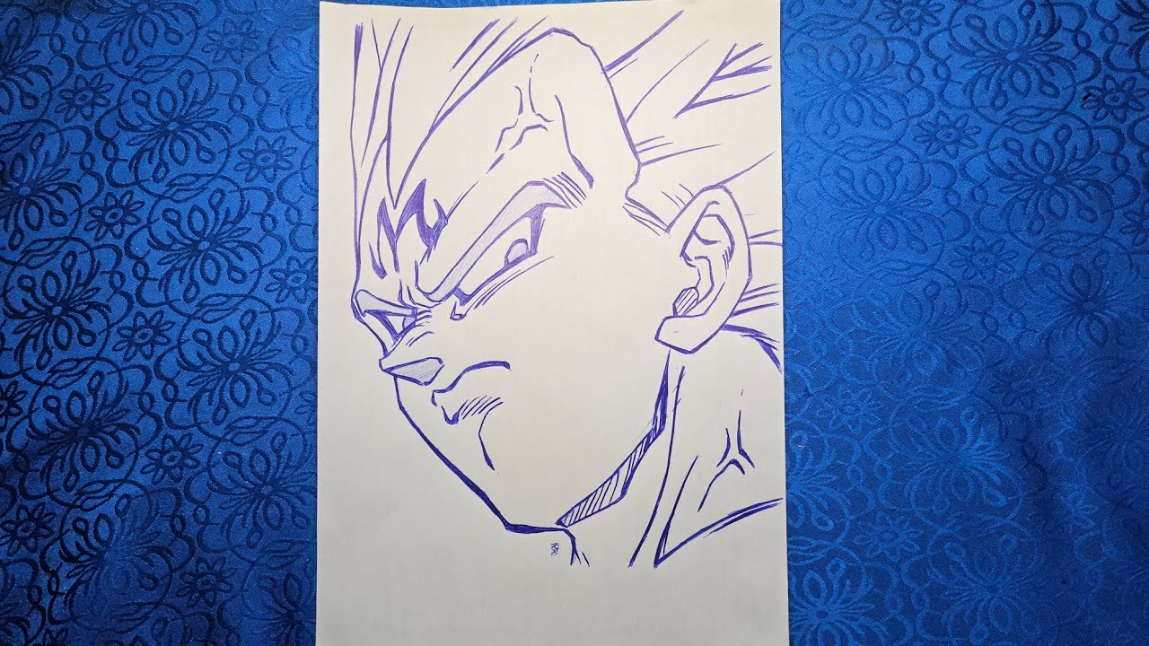 Drawing Vegeta (Majin) - Step by step - Ballpoint #drawing #art #anime #vegeta 