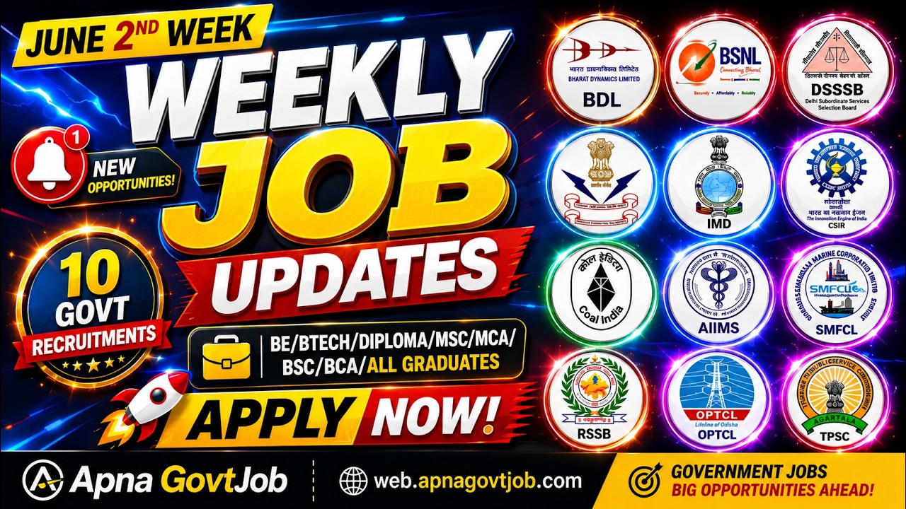 Weekly Job Updates 2026 🔥 BE/BTech, Diploma, BSc/BCA/MCA Govt Jobs | Apply Fast!