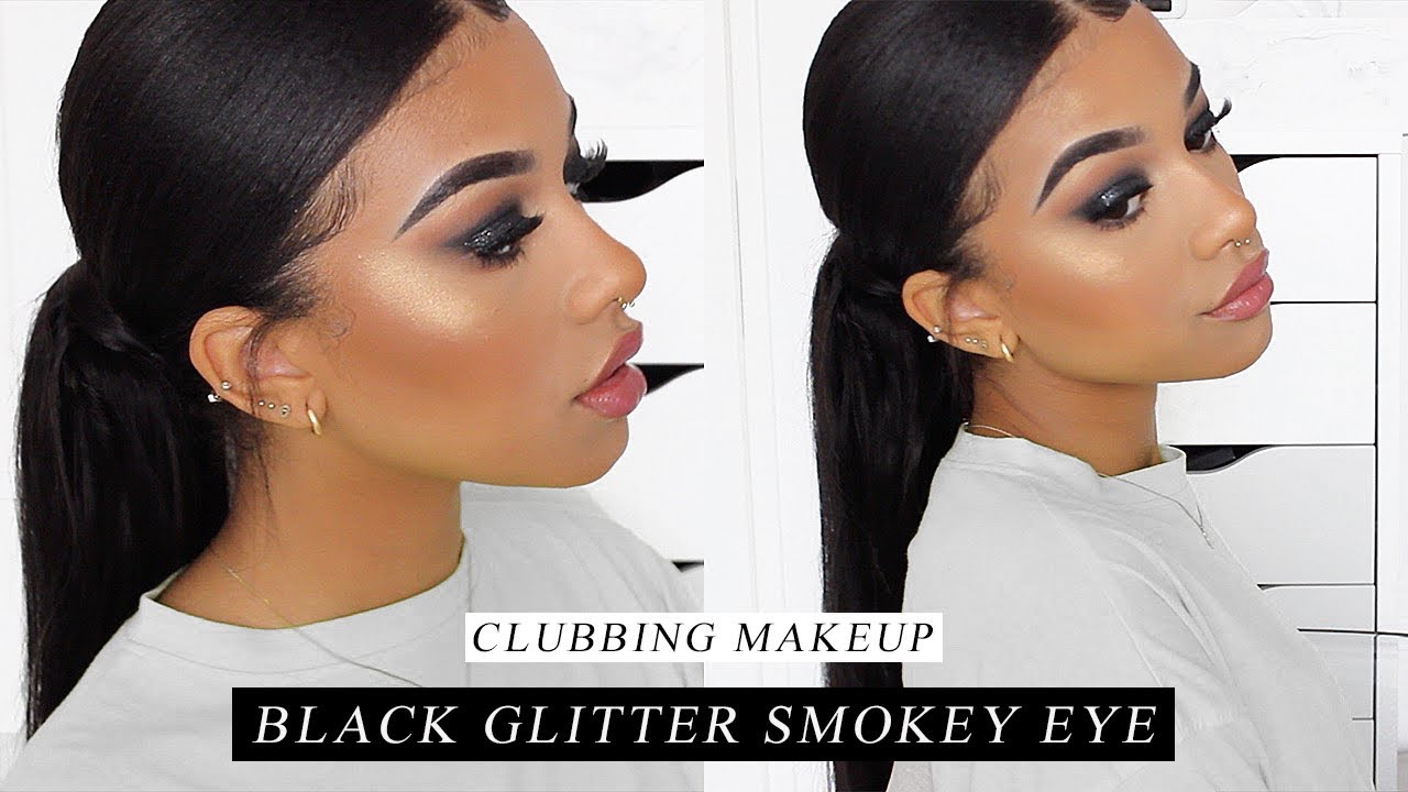 black glitter smokey eye | clubbing makeup look.