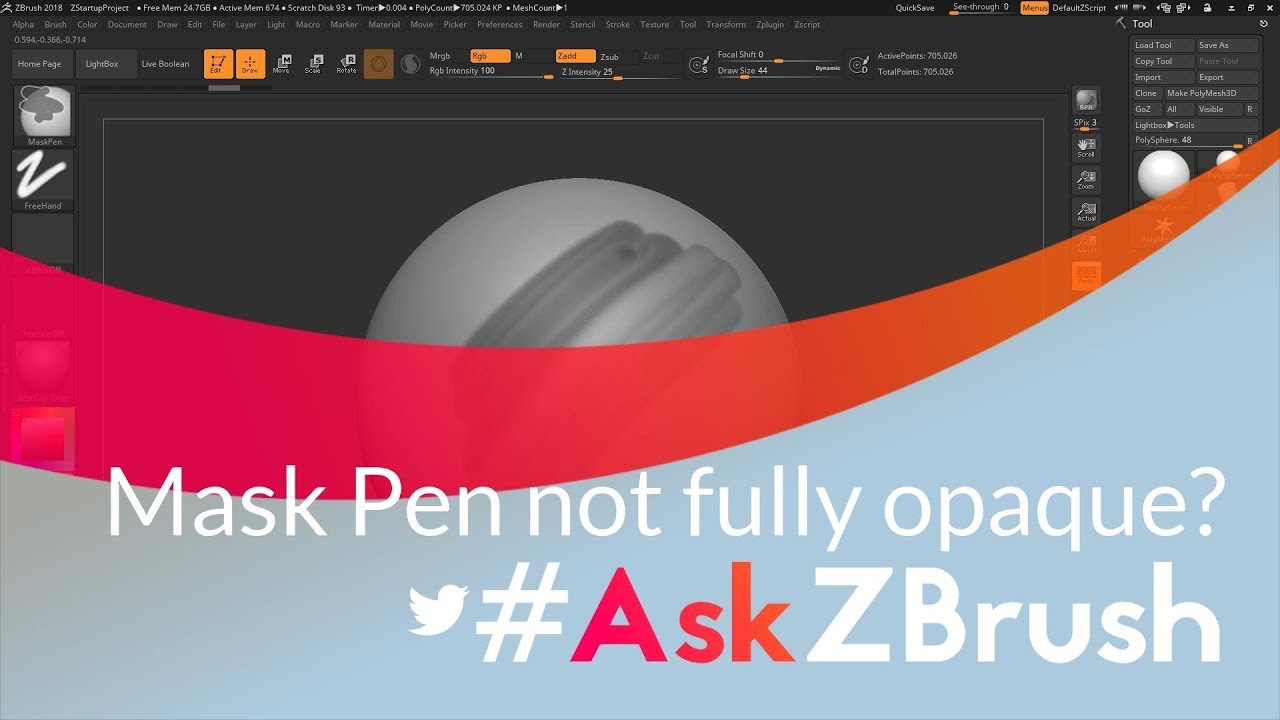 #AskZBrush: “Why is my Mask Pen brush not masking fully opaque?”