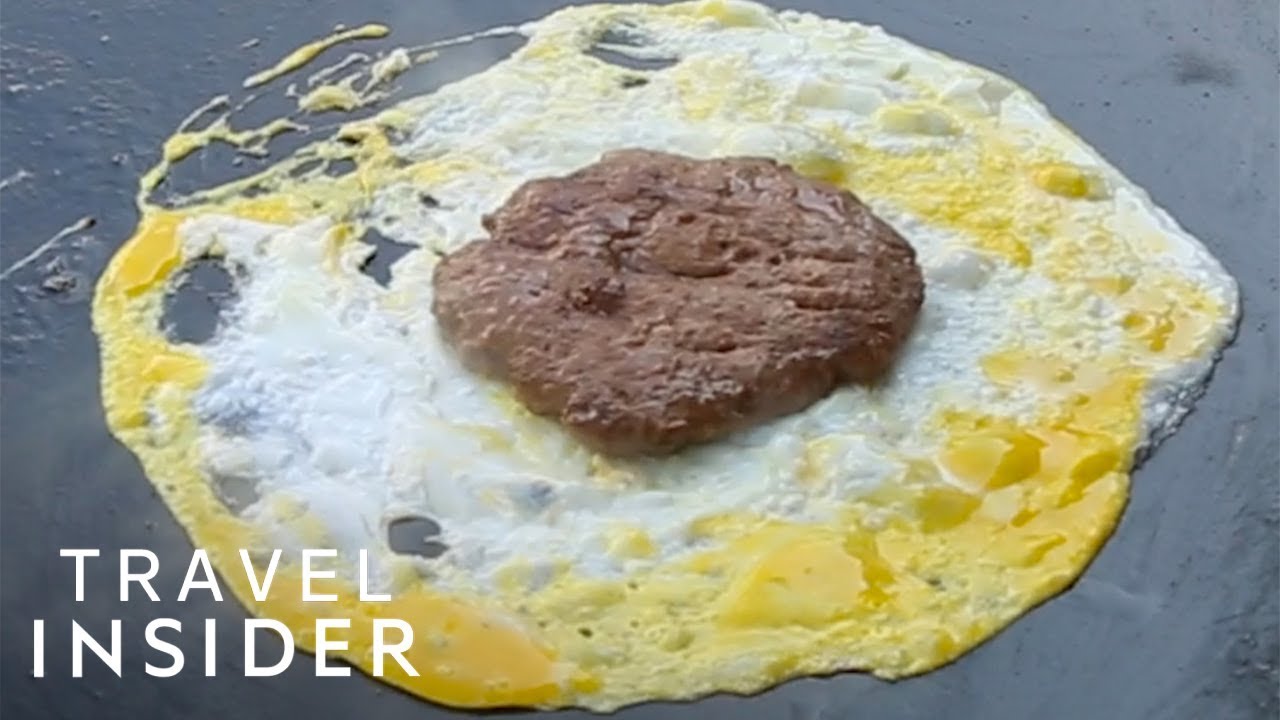 Malaysian-Style Burger Wrapped In A Fried Egg