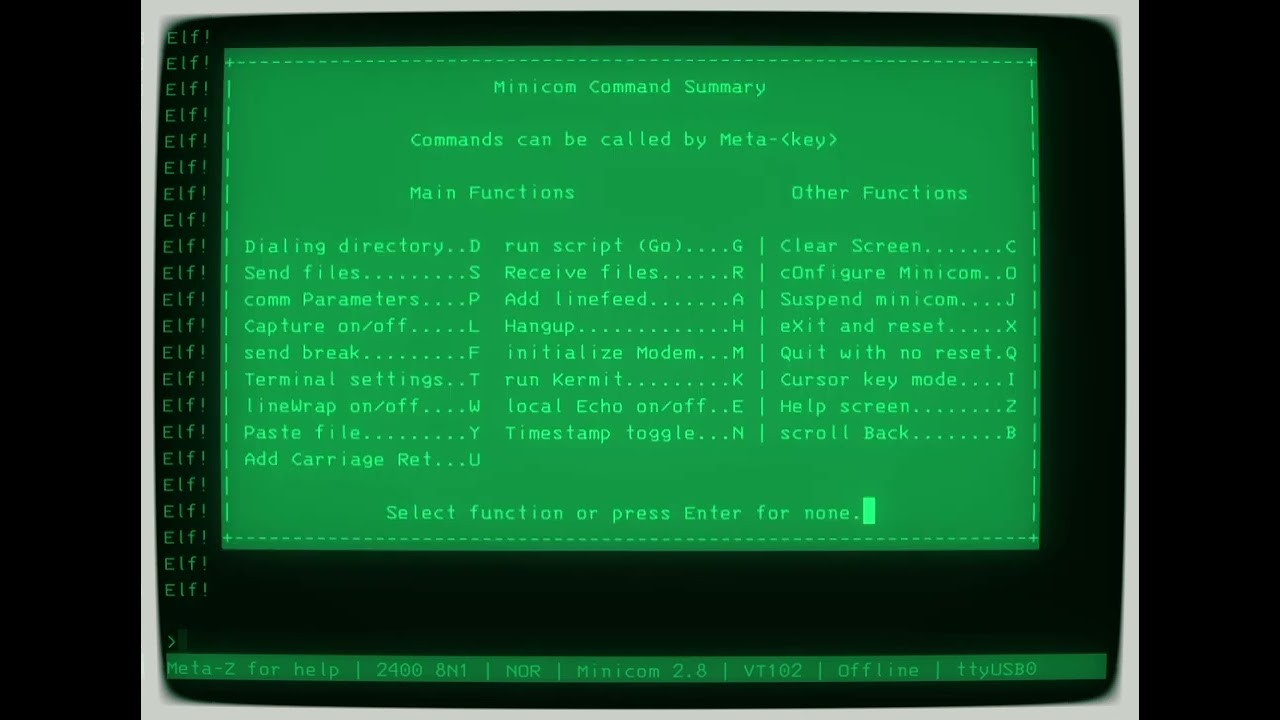 COSMAC ELF Tricks with Linux/Minicom