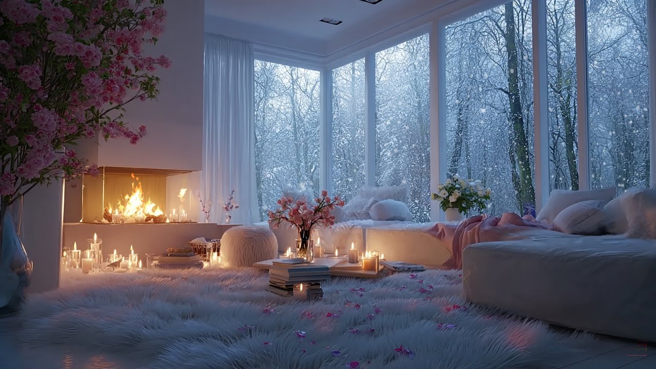 Cozy Winter Piano Music & Fireplace ❄️ 3 Hours Relaxing Music for Deep Sleep and Relaxation