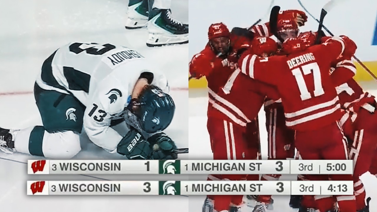 SHOCKING full finish to Wisconsin-Michigan State in hockey regional finals