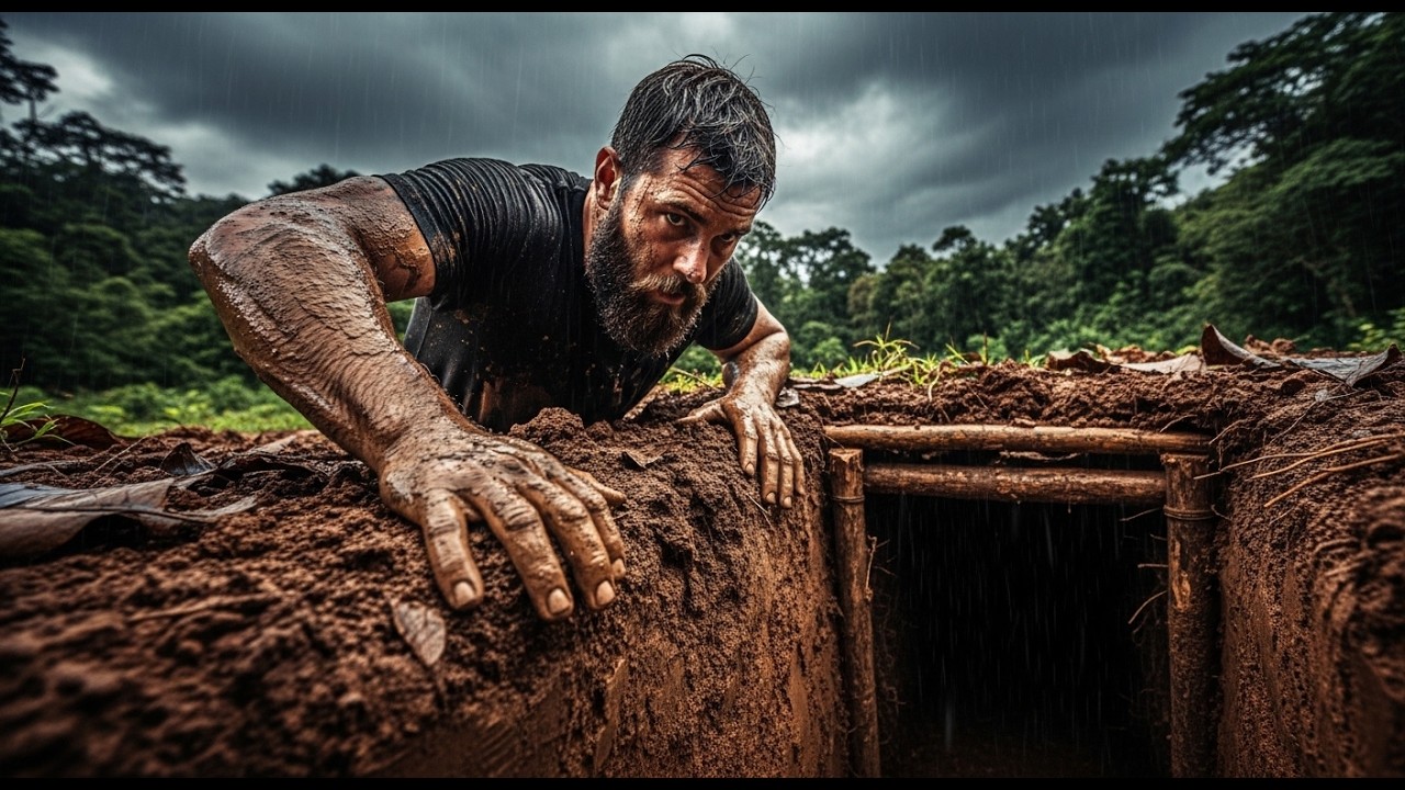 Digging a Rainproof Earth Lodge With Bare Hands — Primitive Jungle Living Start to Finish