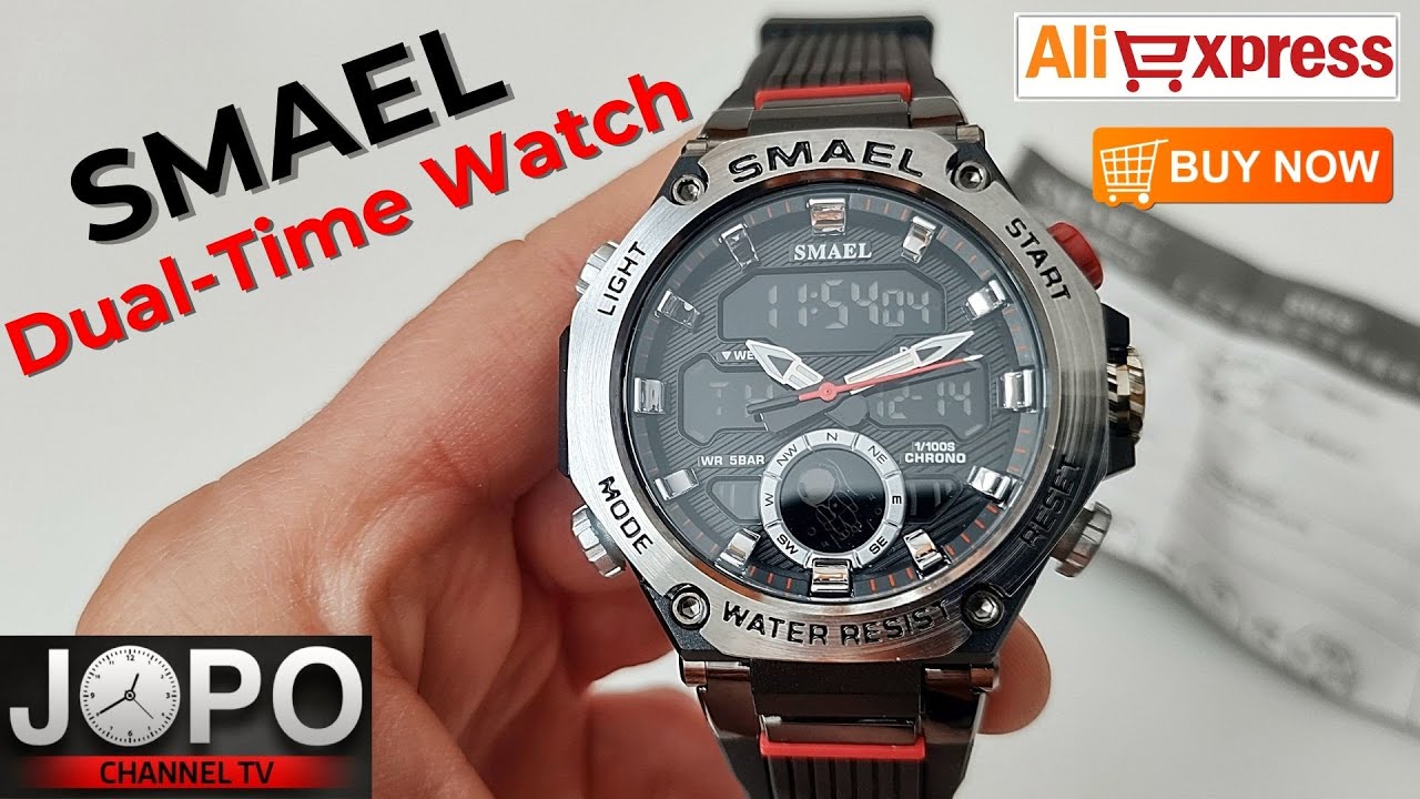 SMAEL 8069 Black Sport Watch Dual-Time Military Watch│Smael Watch Review│Subtitles