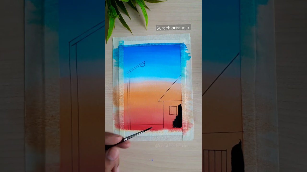Easy and simple |  Step by step | Watercolor painting for beginners ❤ #shorts