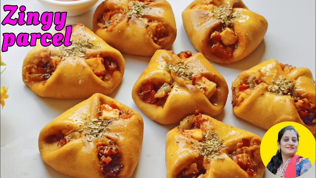 No Yeast , No Oven , Domino's style Jain Zingy Parcel Recipe | Paneer Zingy Parcel......