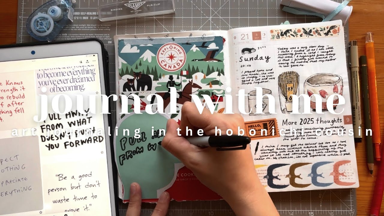 journal with me ~ art journaling in a hobonichi cousin 002