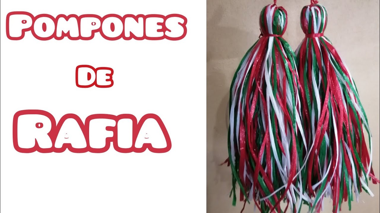 Como hacer pompones de rafia #mechudos #pompones de porristas DIY