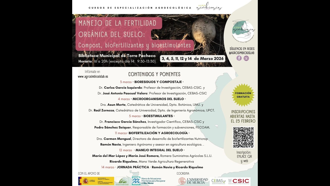 MICROORGANISMOS DEL SUELO. MANEJO DE LA FERTILIDAD ORGÁNICA DEL SUELO. MARZO 2026. AgrosimbiosisLab