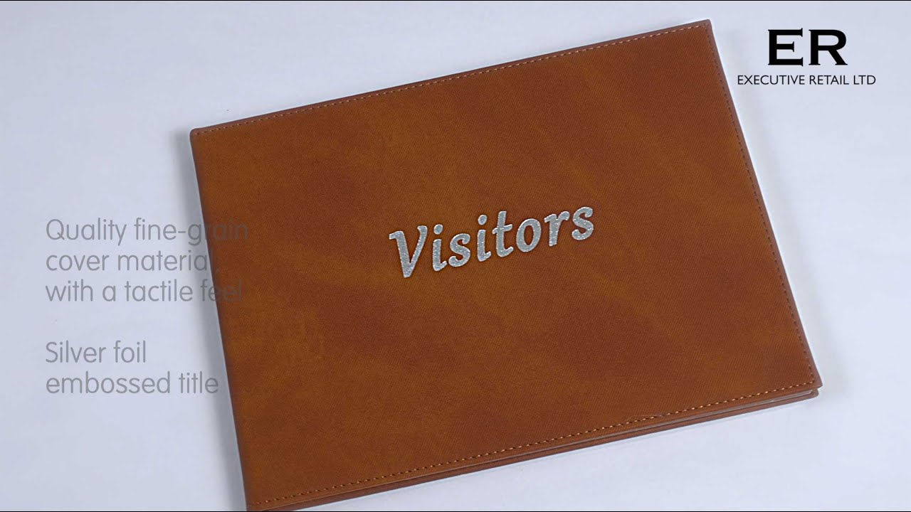 Visitors Book - Tan Faux Leather Cover - 265 x 195mm