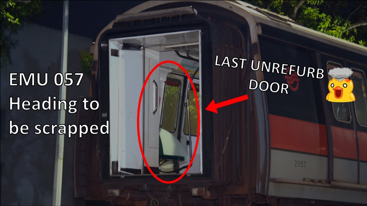 [Unrefurb Door][SMRT] KHI C151 ~ EMU 057 Heading to be scrapped