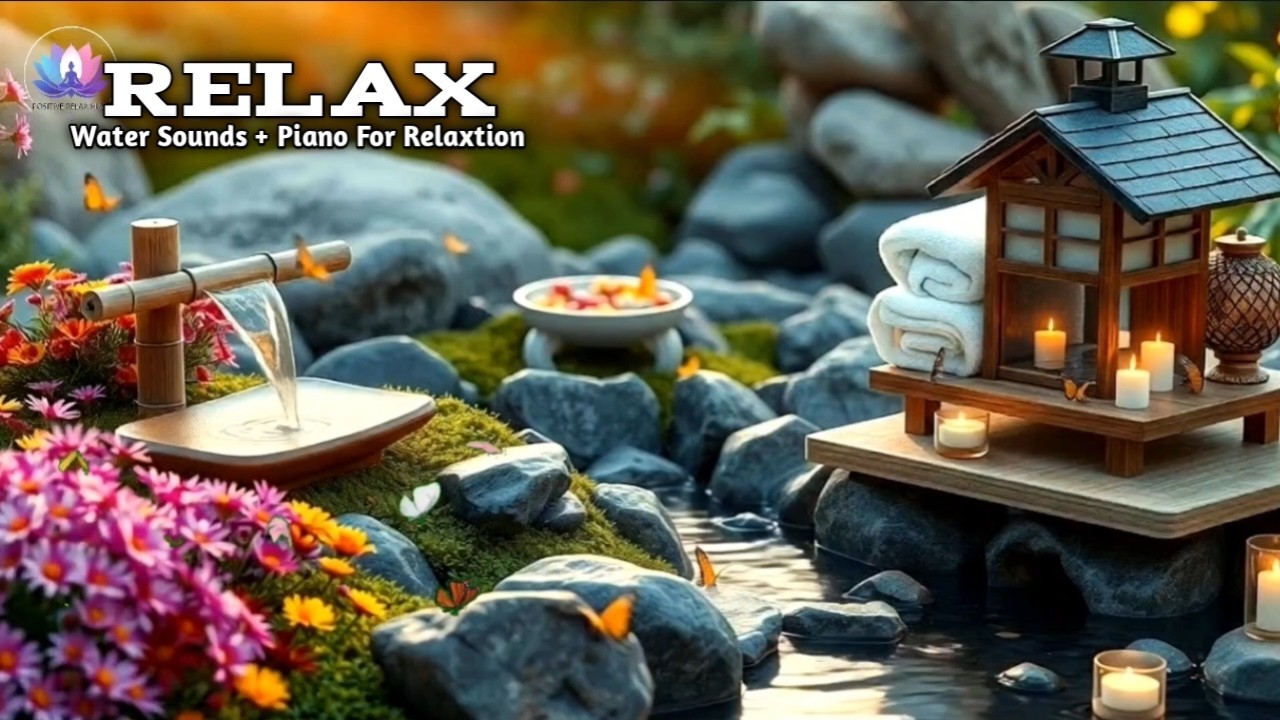 Relaxing Spa Piano + Flowing Water Sounds 🌿 Insomnia Relief, Calm Anxiety & Depression, Study Music