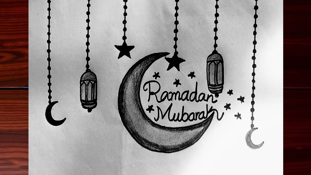 Happy Ramadan Drawing || How to Draw a Ramadan Moon Sketch || Step by Step Pencil Drawing Tutorial 