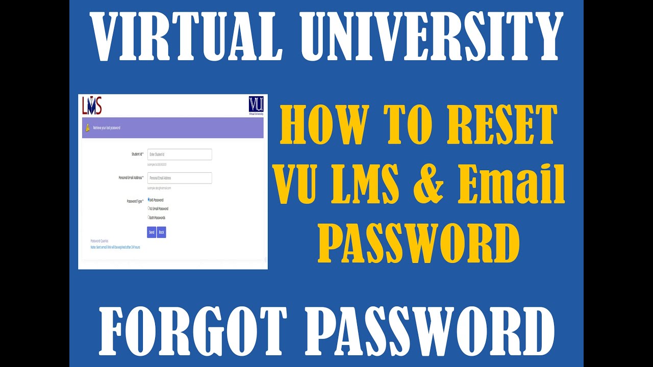 How to Reset VU LMS Password | Recover VULMS Password | LMS Reset Password | Reset LMS Password