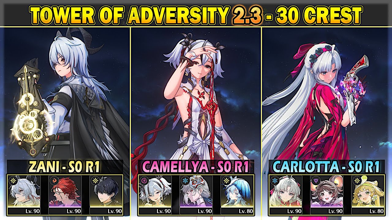 Camellya, Zani - Rover, Carlotta | 30 Crest Tower of Adversity 2.3 | Wuthering Waves