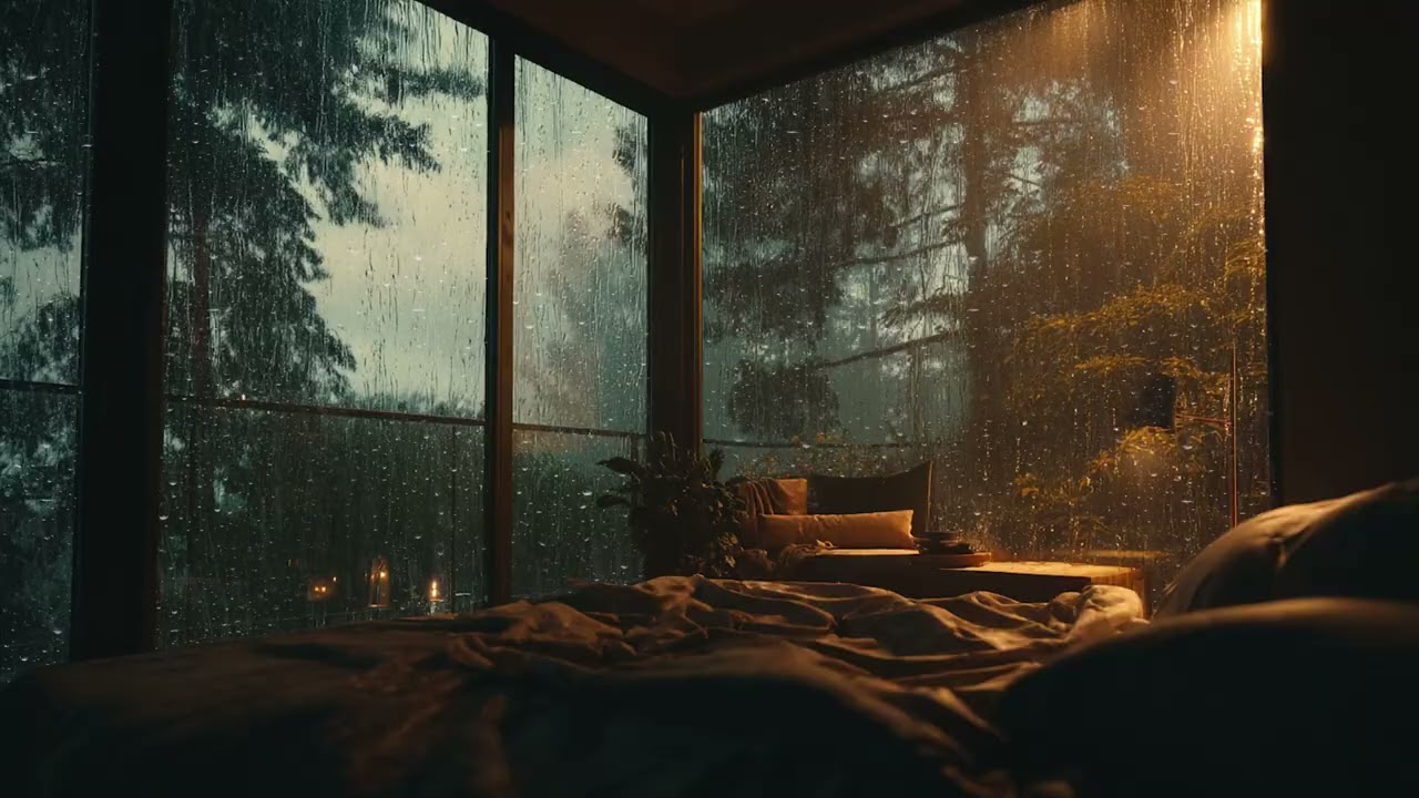 The Forest Watches the Rain | Gentle Piano Inside a Glass House 🌧️🎹