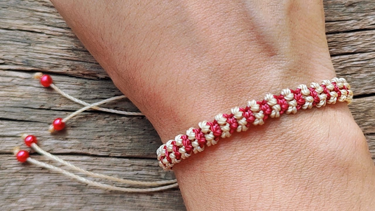 Pulseira de Macramê Fácil com Duas Cores Tutorial - Passo a Passo Completo