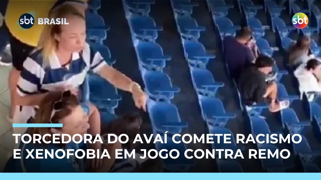 Torcedora do Avaí é flagrada cometendo racismo e xenofobia em jogo contra o Remo  | #SBTBrasil