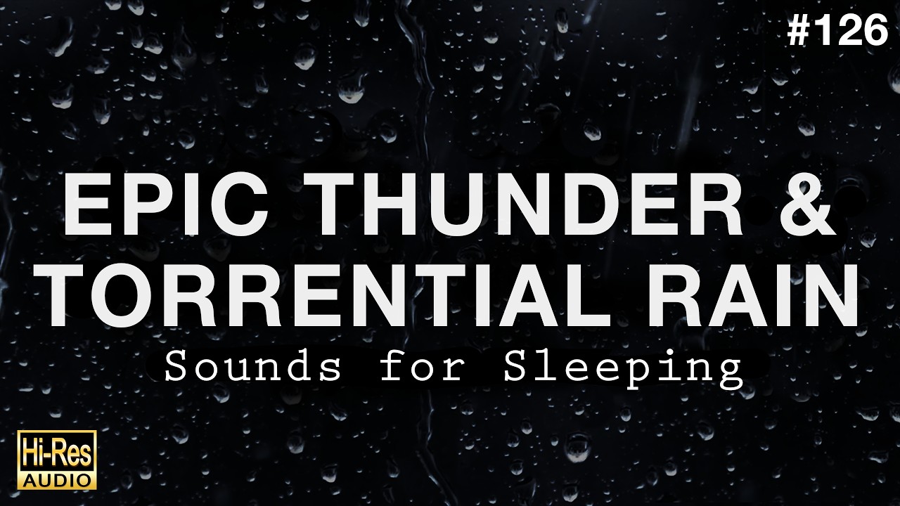 EPIC THUNDER and TORRENTIAL RAIN Sounds for Sleeping BLACK SCREEN