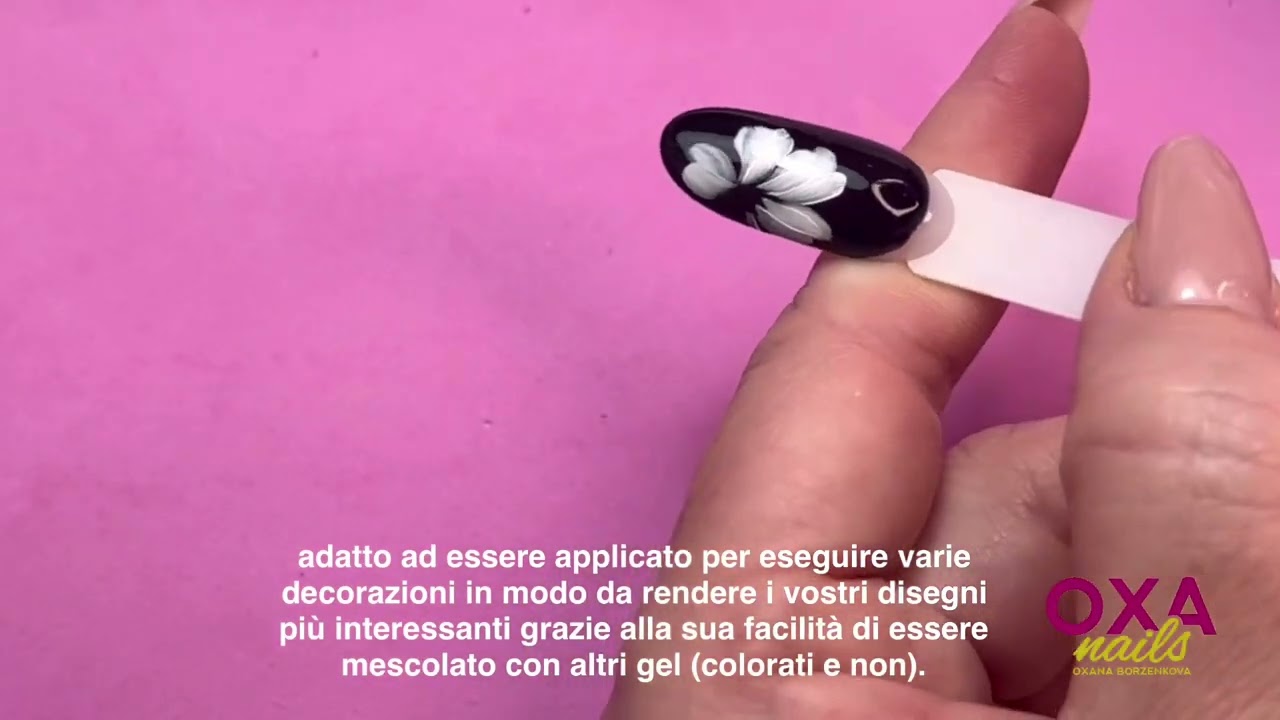 FIORE nail art semplice. Con WHITE CONCENTRARE OXANAILS. Pennello ZHOSTOVO MINI no.2