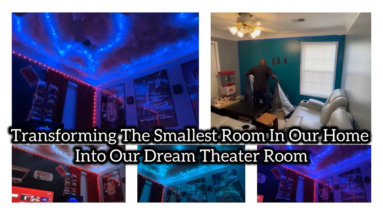 DIY Cloud Ceiling |Small Home Theater Room From Ordinary to Cinematic | Budget Friendly Decor