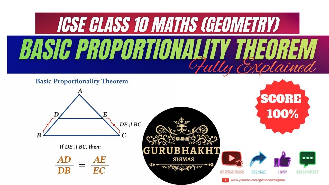 Cl 10 MATHS ICSE BOARD 2026 IMPORTANT QUES & SOLUTIONS | BASIC PROPORTIONALITY |FULLY EXPLAINED.