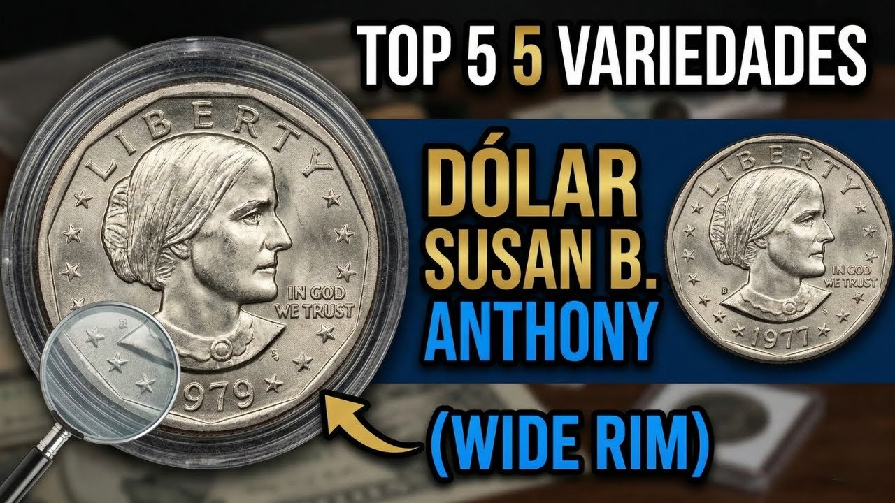 5 DÓLARES Susan B. Anthony RAROS que Pueden Hacerte RICO 💰 Wide Rim Explicado