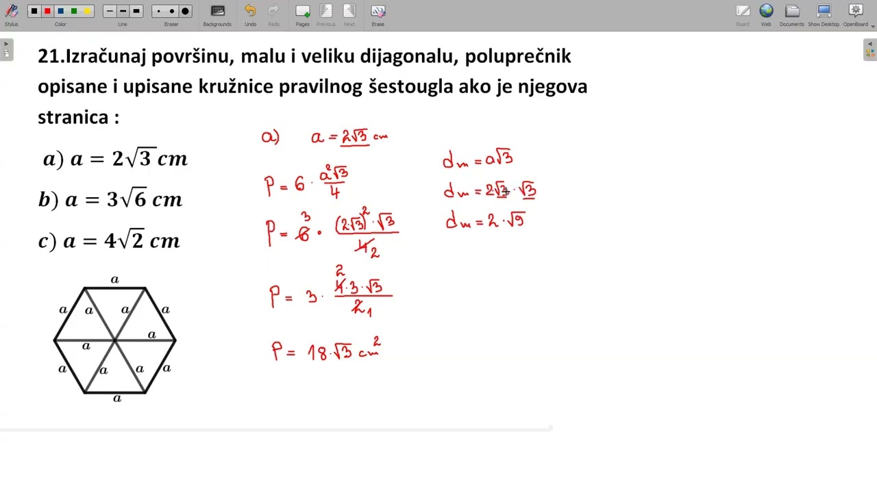 7.175.1.Pravilan šestougao .Zadatak 21   pod  a)