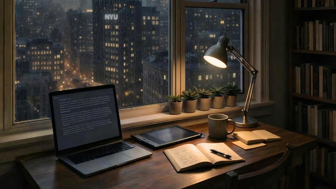 After Midnight Deep Work | Window Desk for Study & Work · NYU Rain