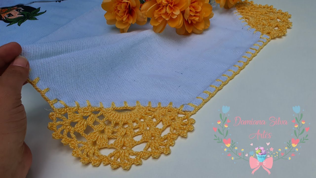 bico de crochê no pano de prato #278 @Damiana Silva