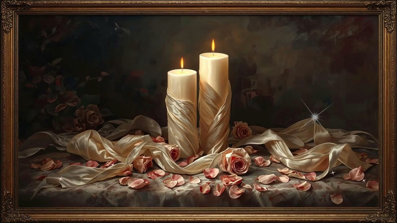 Valentine’s TV Frame TV Art 4K | Vintage Candlelight Roses Painting Valentine Screensaver