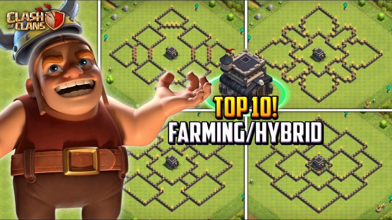 ТОП-10! Лучшая планировка ратуши 9 (TH9) для фермерства/гибридной базы + ссылка для копирования 2...