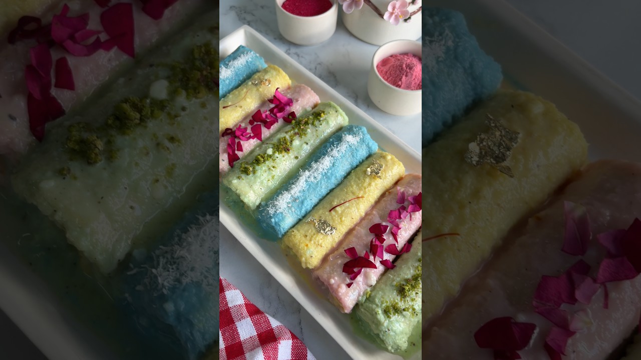 Holi Special Colourful Malai Bread Rolls | Easy No-Fry Dessert Recipe