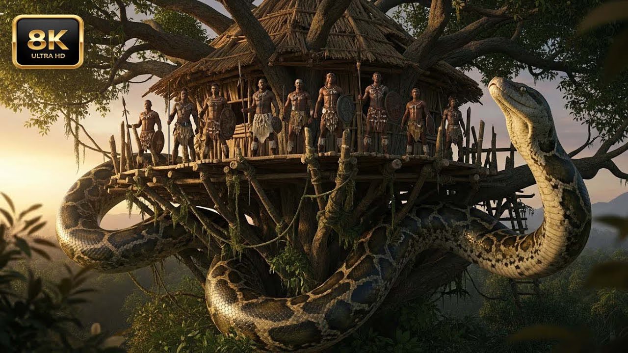 Largest snake Vs Amazon tribe when storm Arrive| Giant Anaconda Attack During the Great Amazon Storm