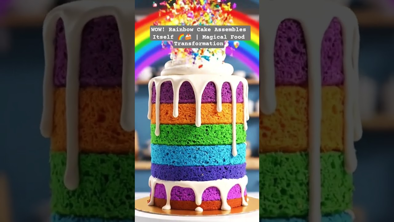 WOW! Rainbow Cake Assembles Itself 🌈🍰 | Magical Food Transformation