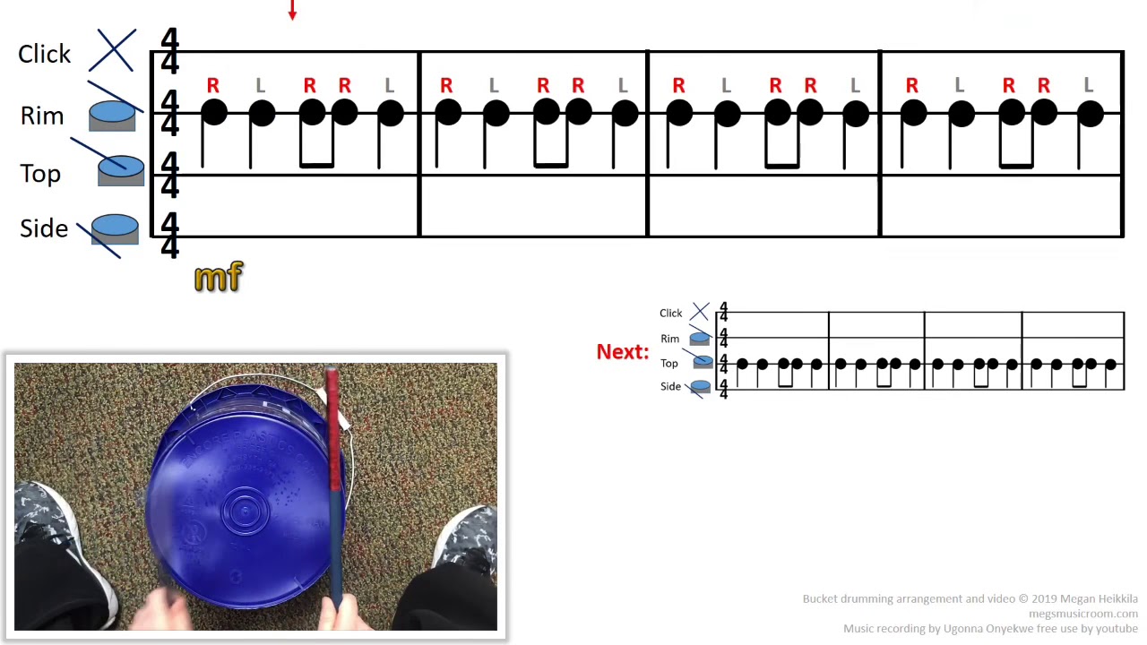 Inescapable - Bucket Drumming for Novice Musicians - ta, ti-ti, sh - quarter note/rest, eighth notes