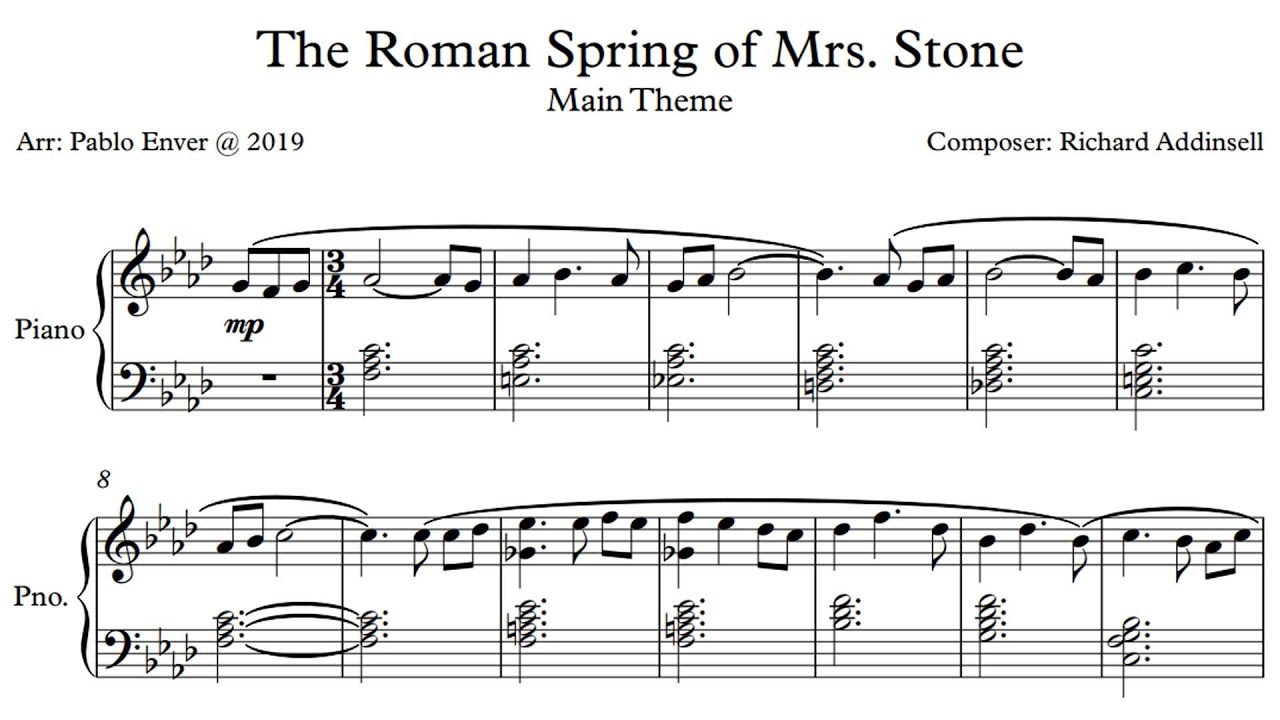Richard Addinsell - The Roman Spring of Mrs. Stone (Piano Transcription)