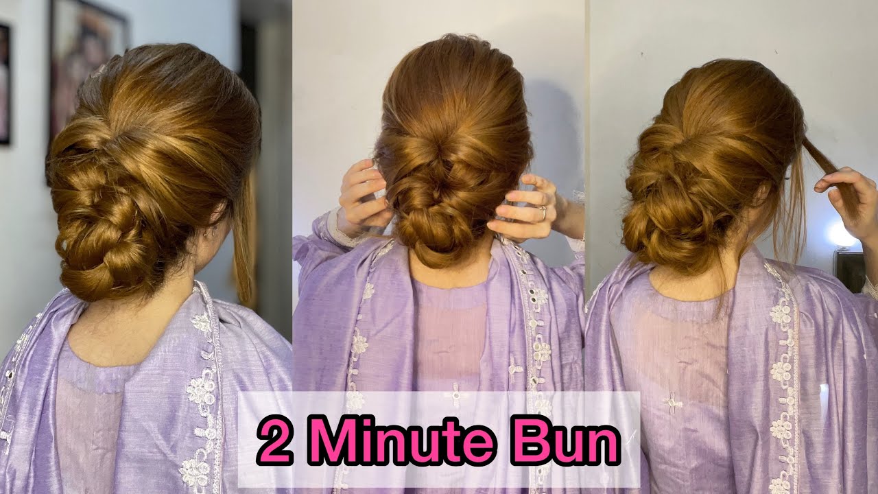 2 Minute Easy Bun Hairstyle | Eid Special