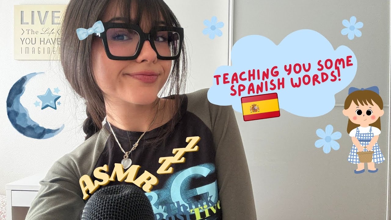 ASMR in Spanish (Español) and English!!! Teaching you some Spanish words + tapping + mouth sounds...