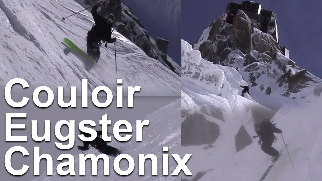 Couloir Eugster première en monoski Aiguille du Midi Chamonix Mont-Blanc pente raide montagne