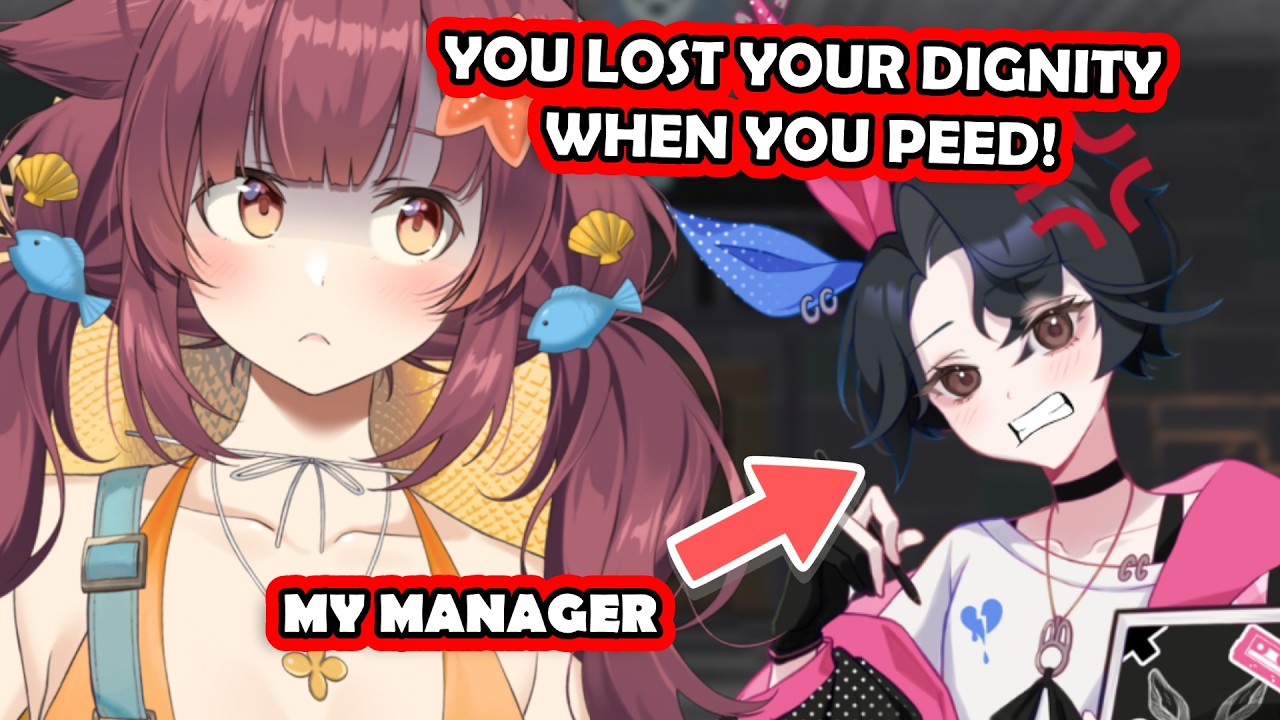 Hiyori is forced to hold her pee by Mane-san