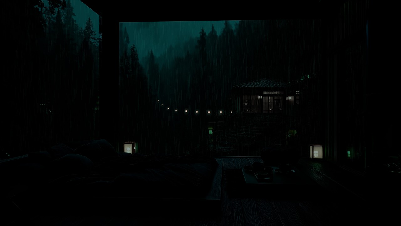 Deep Mountain Night Rain Sounds 🌧 (No Ads) | Quiet Dark Bedroom Ambience for Deep Sleep