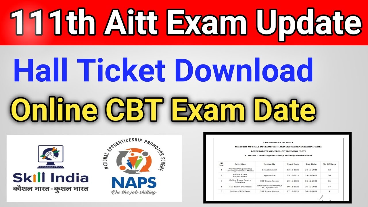 Aitt Apprenticeship Exam Update 2021 | Aitt Hall Ticket Download Date | Aitt CBT Exam | Aitt Exam