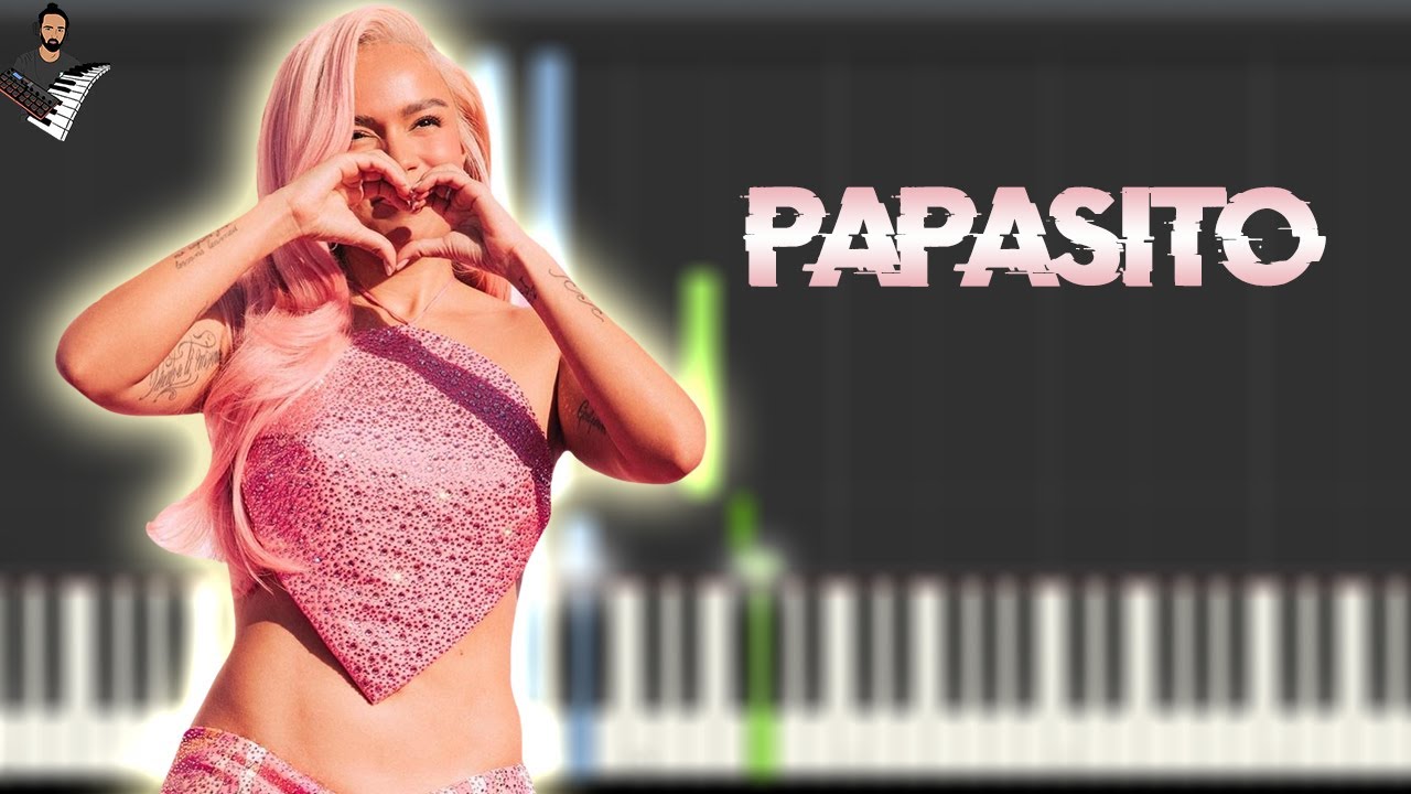 KAROL G - Papasito | Instrumental Piano Tutorial / Partitura / Karaoke / MIDI