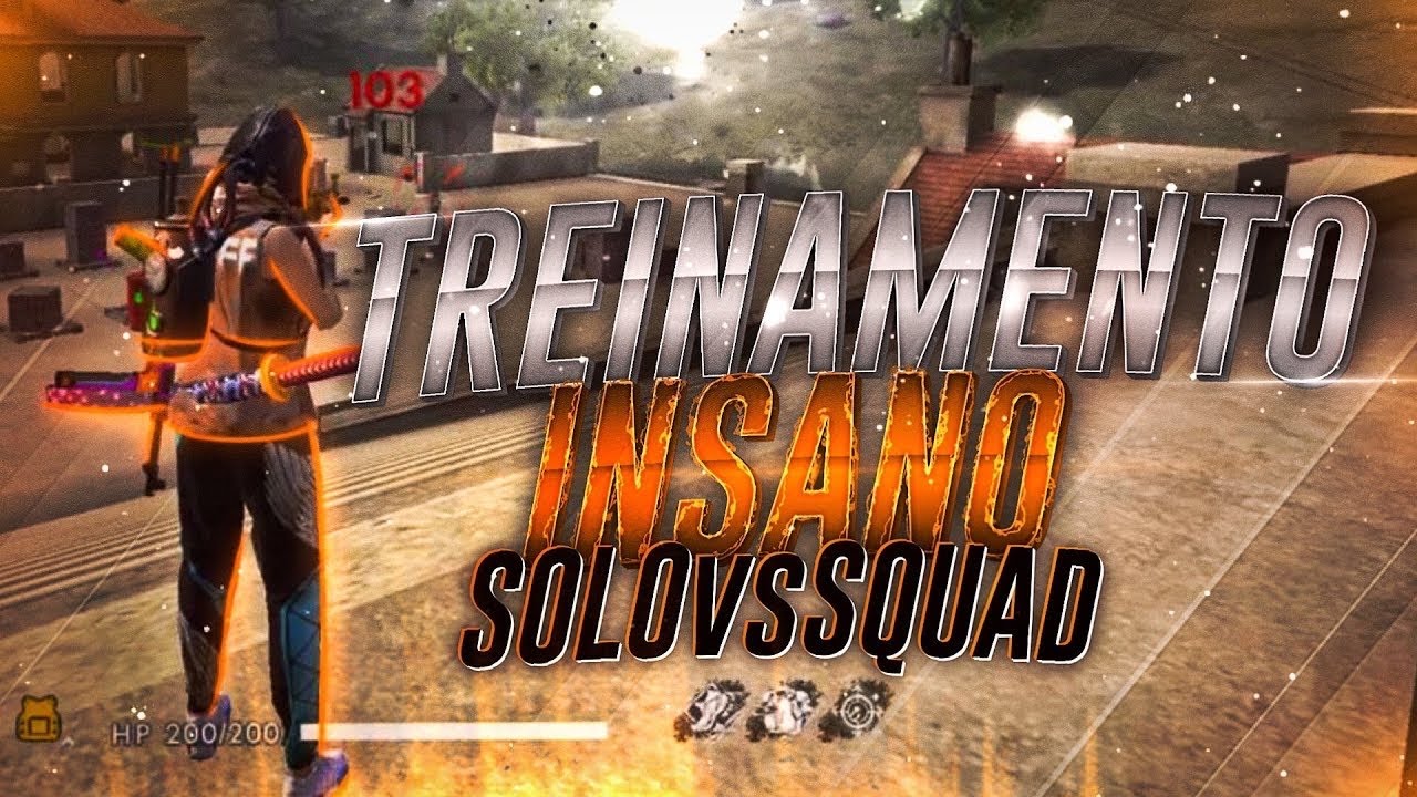 (TREINO BÁSICO) JOGUEI SOLO VS SQUAD E FIZ 19 KILLS NESSA PARTIDA - FREE FIRE
