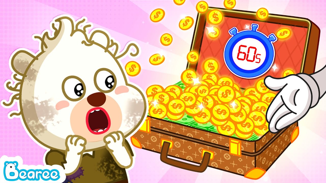 Rich Lady Gave Poor Bearee $1,000,000 But ONLY 1 Minute To Spend It | Cartoon for Kids | Bearee Bear