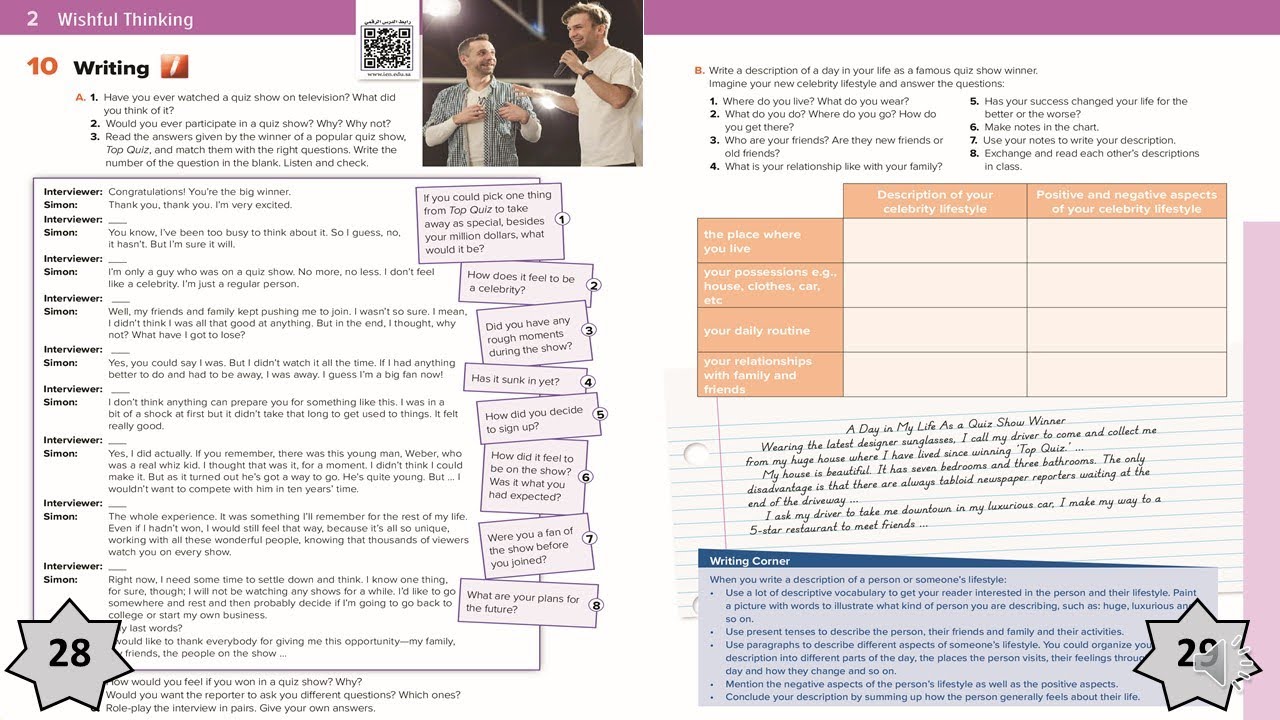 Mega Goal 2 - Unit 2 - Lesson 5 - Writing  - Pages 28 - 29